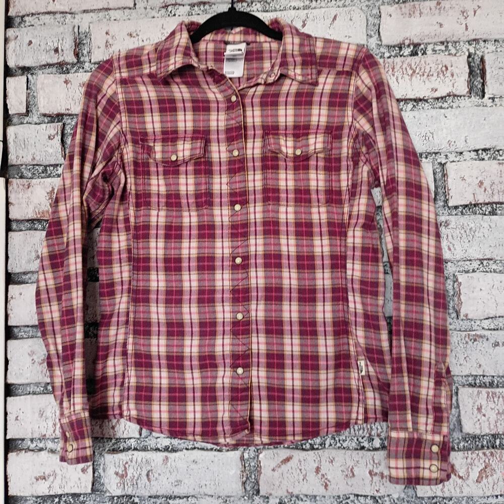 The North Face Women Pearl Snap Womens Western Button Down Shirt Sz S Pink Plaid